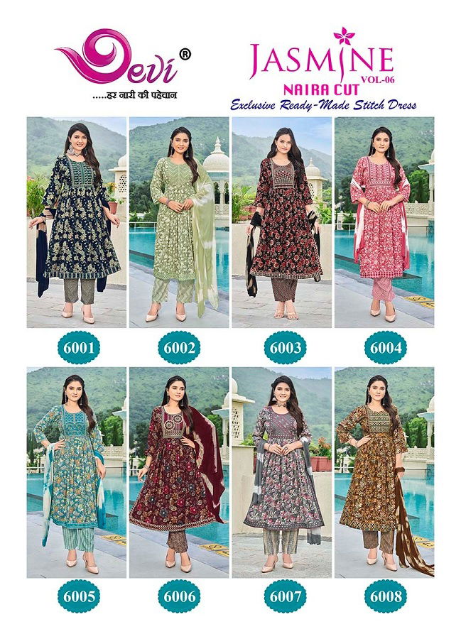 Jasmine Vol 6 By Devi Rayon Capsule Printed Kurti WIth Bottom Dupatta Wholesale Online
